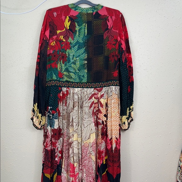 Boho Bhanuni by Jyoti Obsidian Mixed Print Boho Beaded V-Neck Maxi Dress Sz 20W - Picture 14 of 15